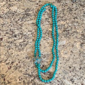 Stella & Dot turquoise beaded necklace + starfish